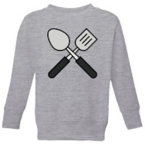 Cooking Spatula And Spoon Kids' Sweatshirt - 3-4 Years - Grey