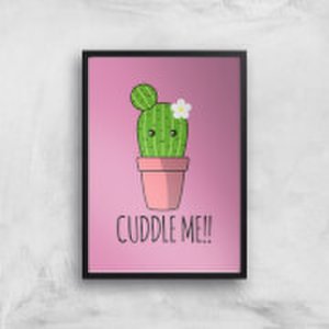 Cuddle Me Cactus Art Print - A2 - Black Frame