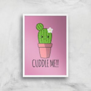 Cuddle Me Cactus Art Print - A2 - White Frame