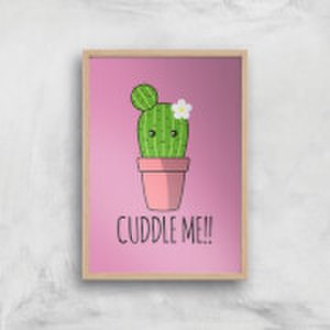 Cuddle Me Cactus Art Print - A2 - Wood Frame