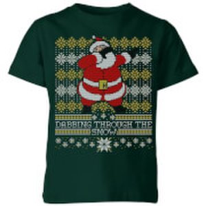 Dabbing through the snow Fair Isle Kids' T-Shirt - Forest Green - 5-6 Years - Forest Green