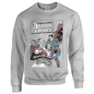 DC Comics Originals Superman Action Comics Grey Christmas Sweatshirt - S - Grey
