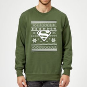 DC Comics Originals Superman Knit Green Christmas Sweatshirt - S - Green