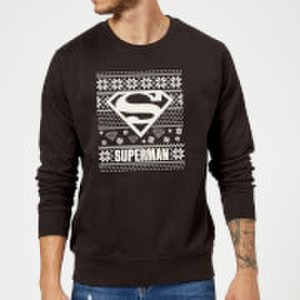 DC Superman Christmas Knit Logo Black Christmas Sweatshirt - S - Black