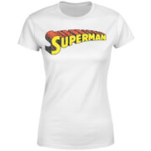Dc Comics Dc superman telescopic crackle logo women's t-shirt - white - xs - white