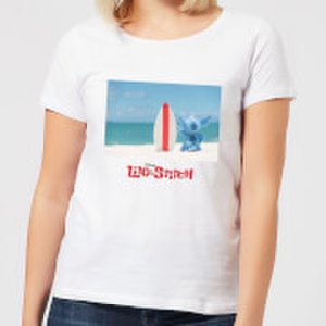 Disney Lilo And Stitch Surf Beach Women's T-Shirt - White - L - White