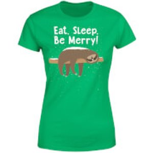 Eat, Sleep, Be Merry Women's T-Shirt - Kelly Green - S - Kelly Green