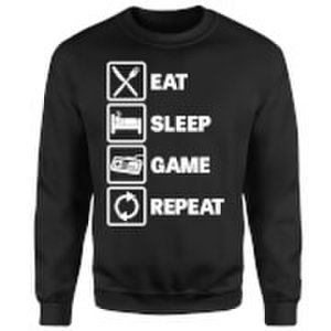Eat Sleep Game Repeat Sweatshirt - Black - S - Black