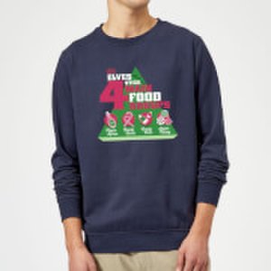 Elf Food Groups Christmas Sweatshirt - Navy - M - Navy