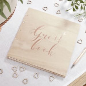 Ginger Ray Rose Gold Wooden Guest Book - Beautiful Botanics
