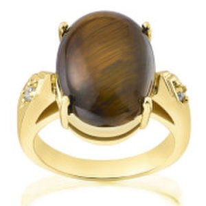 Jdwilliams Gold plated genuine oval tiger eye ring - t