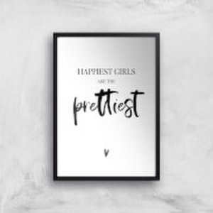 By Iwoot Happiest girls are the prettiest art print - a2 - black frame