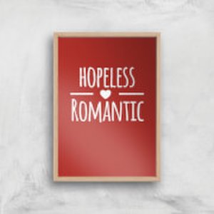 Hopeless Romantic Art Print - A4 - Wood Frame