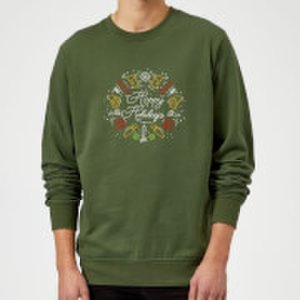 Hoppy Holidays Sweatshirt - Forest Green - S - Forest Green