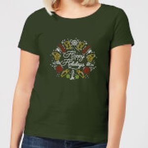 The Christmas Collection Hoppy holidays women's t-shirt - forest green - s - forest green
