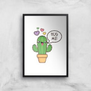 Hug Me Cactus Art Print - A2 - Black Frame