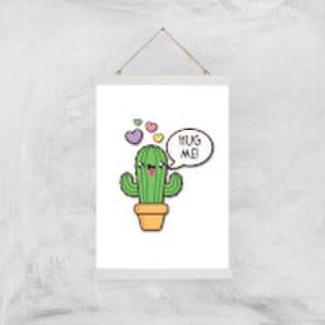 Hug Me Cactus Art Print - A3 - Wood Hanger