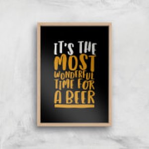 It's The Most Wonderful Time For A Beer Art Print - A4 - Wood Frame