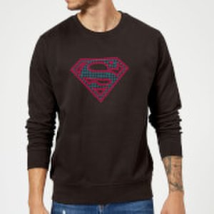 Dc Comics Justice league superman retro grid logo sweatshirt - black - 5xl - black