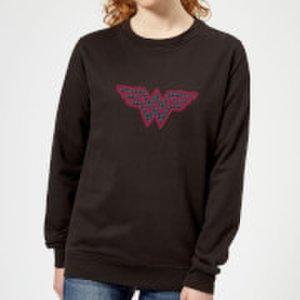 Dc Comics Justice league wonder woman retro grid logo women's sweatshirt - black - 5xl - black