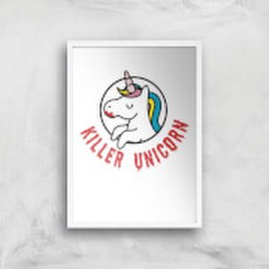 Killer Unicorn Art Print - A4 - White Frame