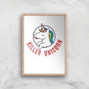 Killer Unicorn Art Print - A4 - Wood Frame