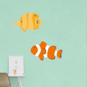 By Iwoot Long nosed butterfly fish and clown fish wall art sticker pack