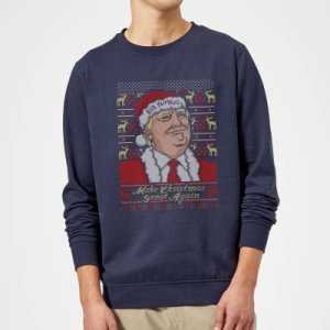 Make Christmas Great Again Christmas Sweatshirt - Navy - L - Navy