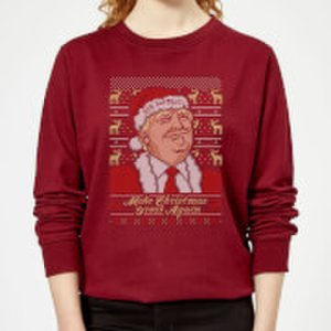 Make Christmas Great Again Women's Christmas Sweatshirt - Burgundy - S - Burgundy
