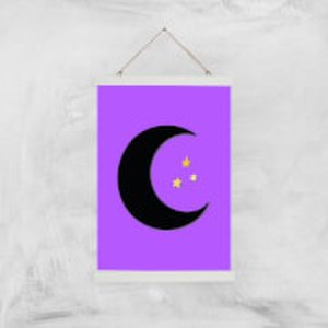 Moon & Stars Art Print - A3 - Wood Hanger