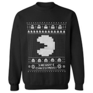 Geek Clothing Namco men's merry pac-man christmas sweatshirt - black - xl - black