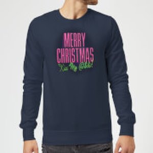 National Lampoon Merry Christmas (Kiss My @$$) Christmas Sweatshirt - Navy - S - Navy