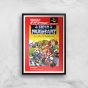Nintendo Retro Super Mario Kart Cover Art Print - A2 - Black Frame