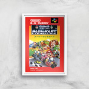 Nintendo Retro Super Mario Kart Cover Art Print - A2 - White Frame
