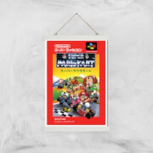 Nintendo Retro Super Mario Kart Cover Art Print - A3 - Wood Hanger