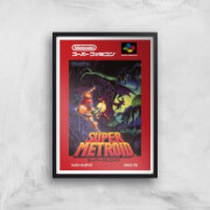 Nintendo Retro Super Metroid Cover Art Print - A2 - Black Frame