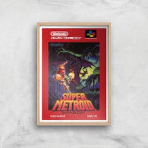 Nintendo Retro Super Metroid Cover Art Print - A2 - Wood Frame