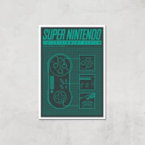 Nintendo SNES Controller Art Print - A4 - Print Only