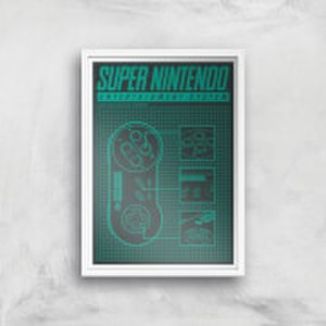 Nintendo SNES Controller Art Print - A4 - Wood Frame