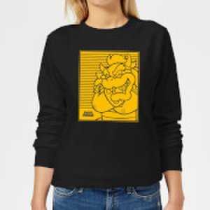 Nintendo Super Mario Bowser Retro Line Art Women's Sweatshirt - Black - 5XL - Black