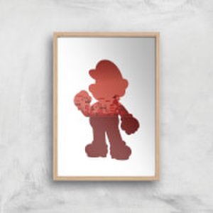 Nintendo Super Mario Silhouette Art Print - A2 - Wood Frame