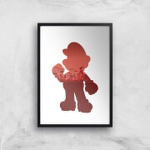 Nintendo Super Mario Silhouette Art Print - A3 - Black Frame