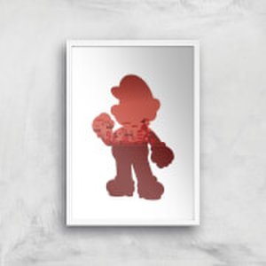 Nintendo Super Mario Silhouette Art Print - A3 - White Frame