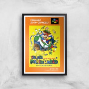 Nintendo Super Mario World Retro Cover Art Print - A2 - Black Frame