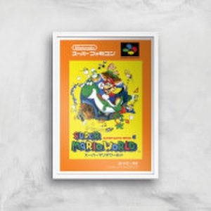 Nintendo Super Mario World Retro Cover Art Print - A2 - White Frame