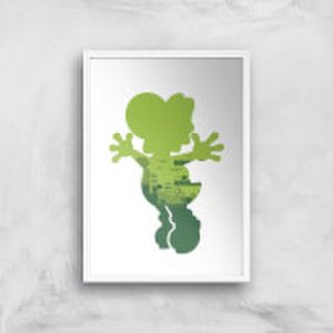 Nintendo Super Mario Yoshi Silhouette Art Print - A2 - White Frame