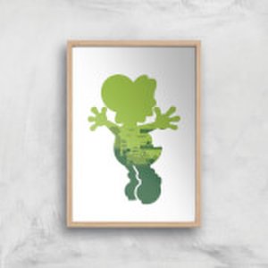 Nintendo Super Mario Yoshi Silhouette Art Print - A2 - Wood Frame