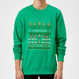 Nintendo The Legend Of Zelda It's Dangerous To Go Alone Green Christmas Sweatshirt - M - Green