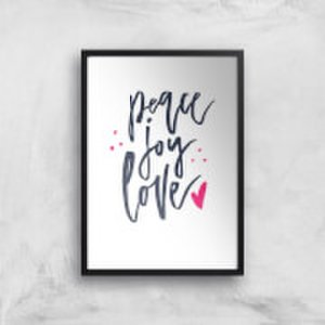 By Iwoot Peace joy love art print - a4 - black frame