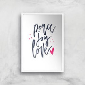 Peace Joy Love Art Print - A4 - White Frame
